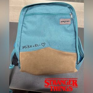 JanSport Stranger Things “Mike and El” Teal and Brown Backpack - Brand New!